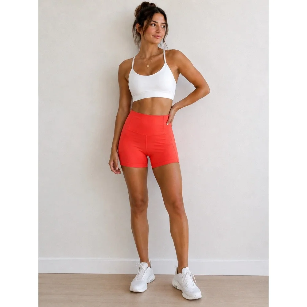Free People FP Movement Never Better Bike Shorts Coral Red L 5